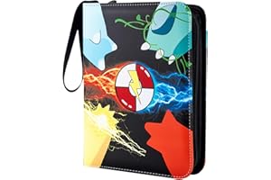Jravkfi Card Binder 4 Pocket with 50 Removable Sleeves-Can Hold 400 Cards,3-Ring Zipper Sports Book is Gifts for Boys and Girls（Black）