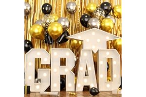 HILAVO Grad Marquee Letters 3FT for 2026 Graduation Decorations, White Large Light Up Letters Graduation Cap Grad Letter with