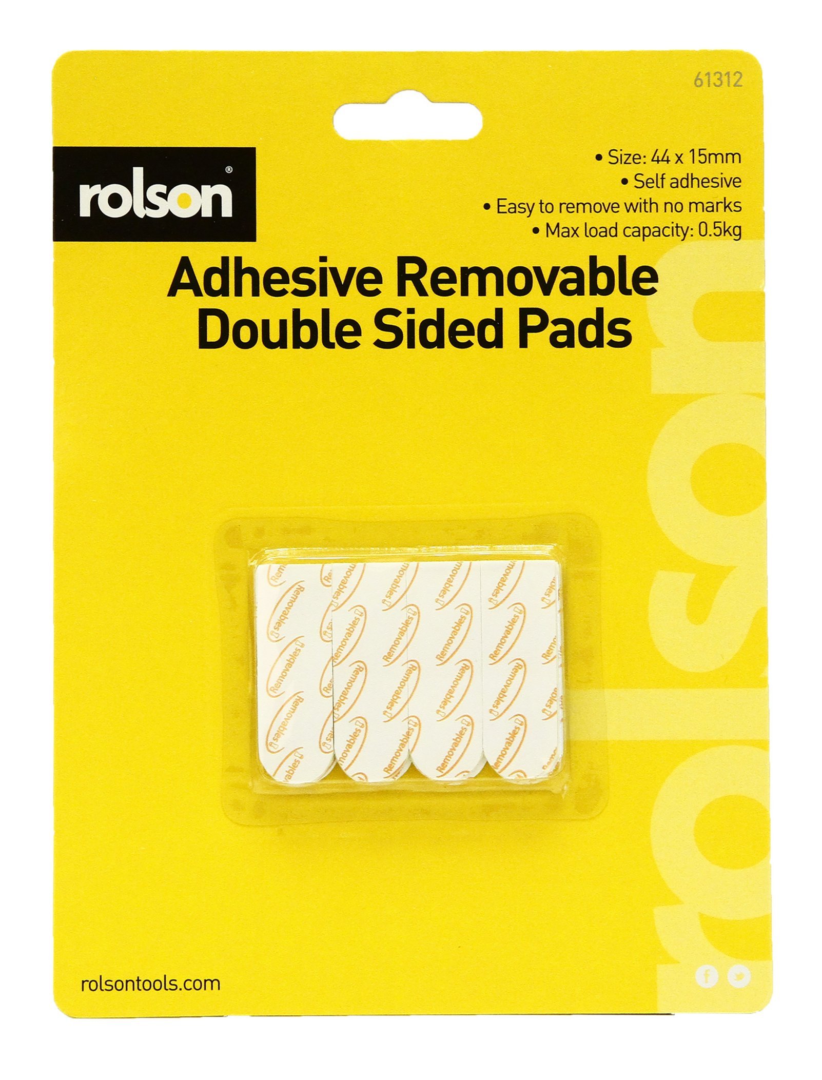 Rolson 61312 12Pc Double Sided Adhesive Pads, Black