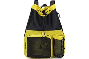 Lohol Large Mesh Drawstring Backpack with Shoe Bag, Durable Swimming String Sack with Handle for Sports Gym Yoga Beach Travel