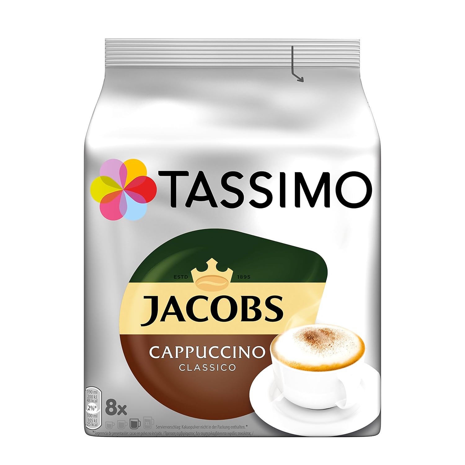 Tassimo Kapseln Jacobs Cappuccino Classico, 40 Kaffeekapseln, 5er Pack, 5 x 8 Getränke