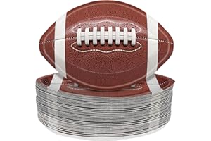 RGQSUN 60 Pcs Football Paper Plates 9.4 inch Football Party Plates, Football Shaped Disposable Paper Plates for Party, Super Bowl Party Supplies and Sports Game Birthday Decorations