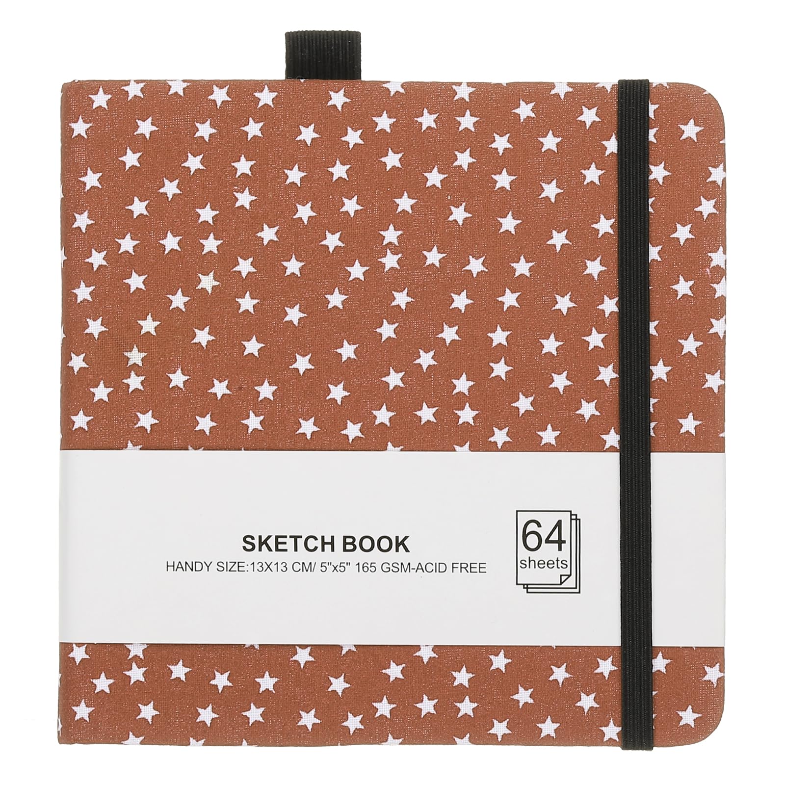PATIKIL 5.1x5.1" Watercolor Sketchbook, 64 Sheet 165GSM/112lb Watercolor Paper Sketchbooks Acid Free Watercolor Journal Hardcover Artists Paper Pads with Pen Holder, Brown Star