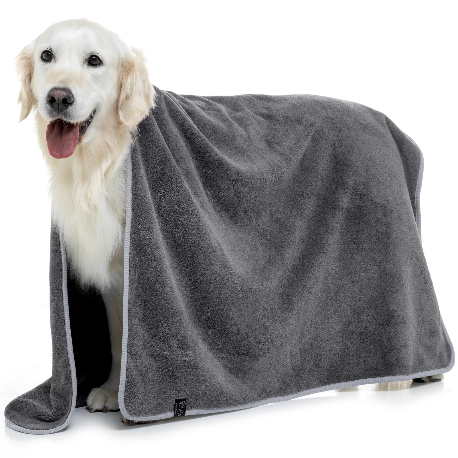 Lucky Paws® UK Dog Towel – Luxuriously Thick 600gsm, 140x80cm Extra Large Towel for Drying Dogs – Extremely Absorbent, Fast Drying, Ultra Soft (Pack of 1, Grey)
