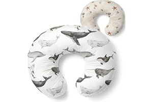 Pobibaby 1-Pack Premium Nursing Pillow Cover - Ultra Soft & Stretchy 96% Cotton, Breastfeeding Pillow Cover for Baby Boys and Girls (Seaside)