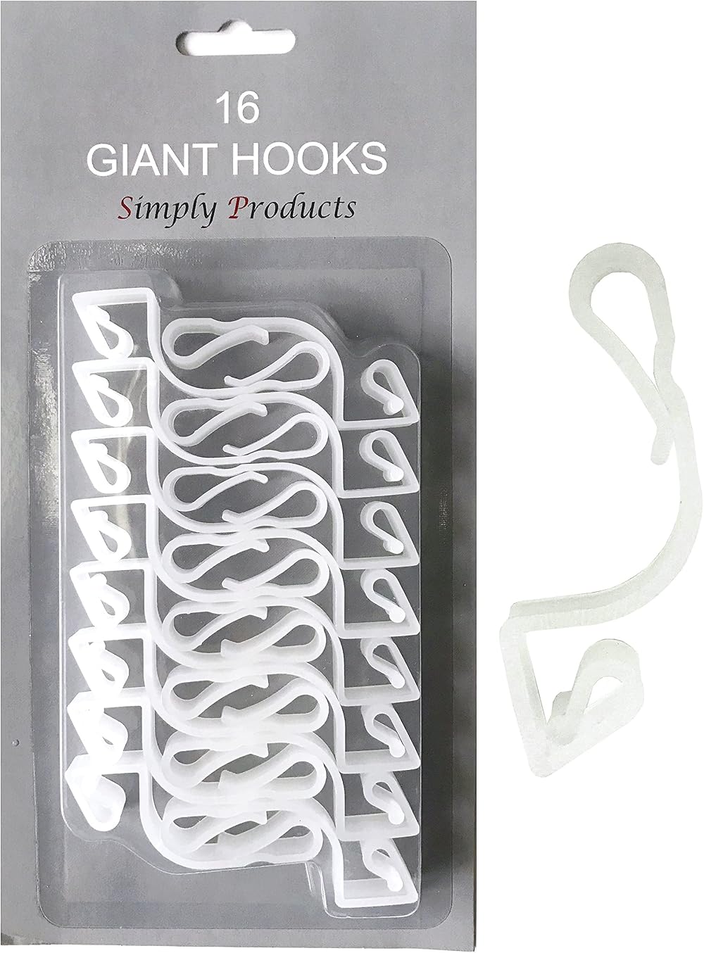 Simply Products 16 Giant Clear Plastic Gutter Hooks for Christmas Lights