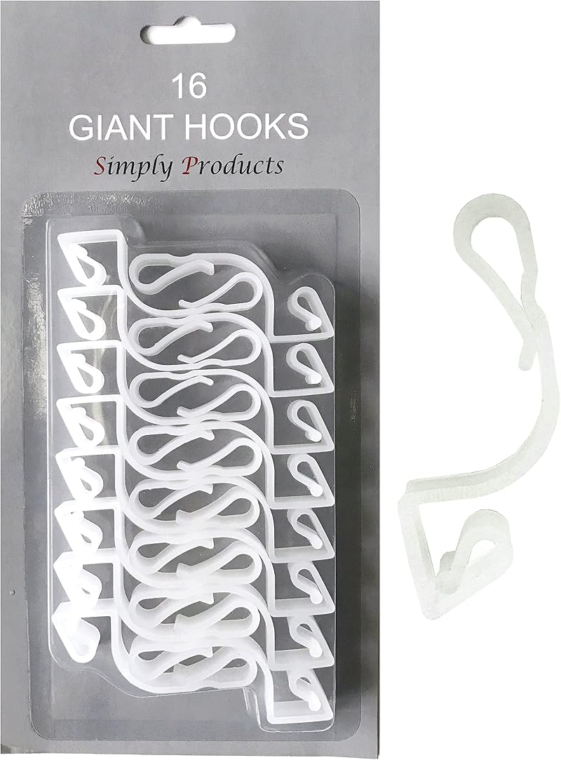 Simply Products 16 Giant Clear Plastic Gutter Hooks for Christmas Lights