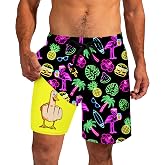 westwolf Mens Funny Swim Trunks 7" Bathing Suits with Compress Liner