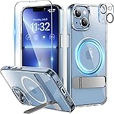 Niunisi Magnetic Case for iPhone 14 Case 6.1-Inch (2022), Slim Kickstand with Screen Protector Compatible with Magsafe Shockproof Crystal Clear Cases Phone Case Cover, Clear