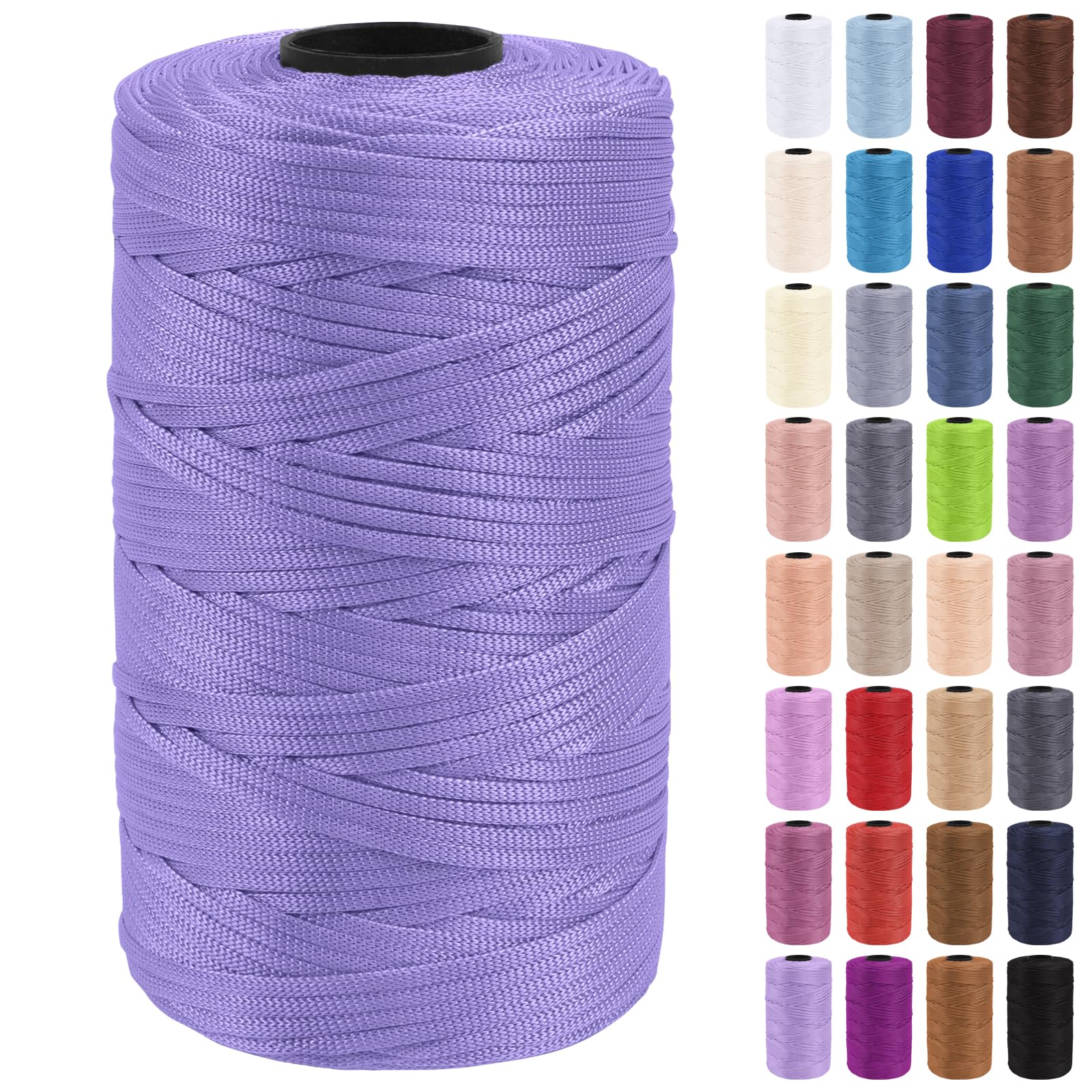 Uiopa Macrame Cord 3mm x 200m Polypropylene Flat Macrame String Crochet Yarn for Handbags, Shopping Bags, Sun Hats, Shoes, Carpets, DIY Crafts, Decorative Projects