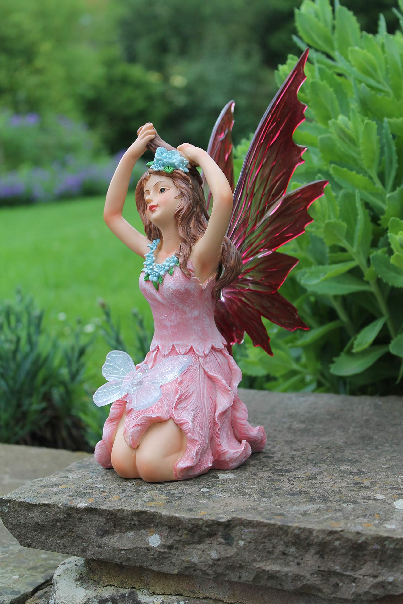 Greenkey Garden and Home Ltd 628 Resin Fairy Figurine with Solar Lights, Multi, One size