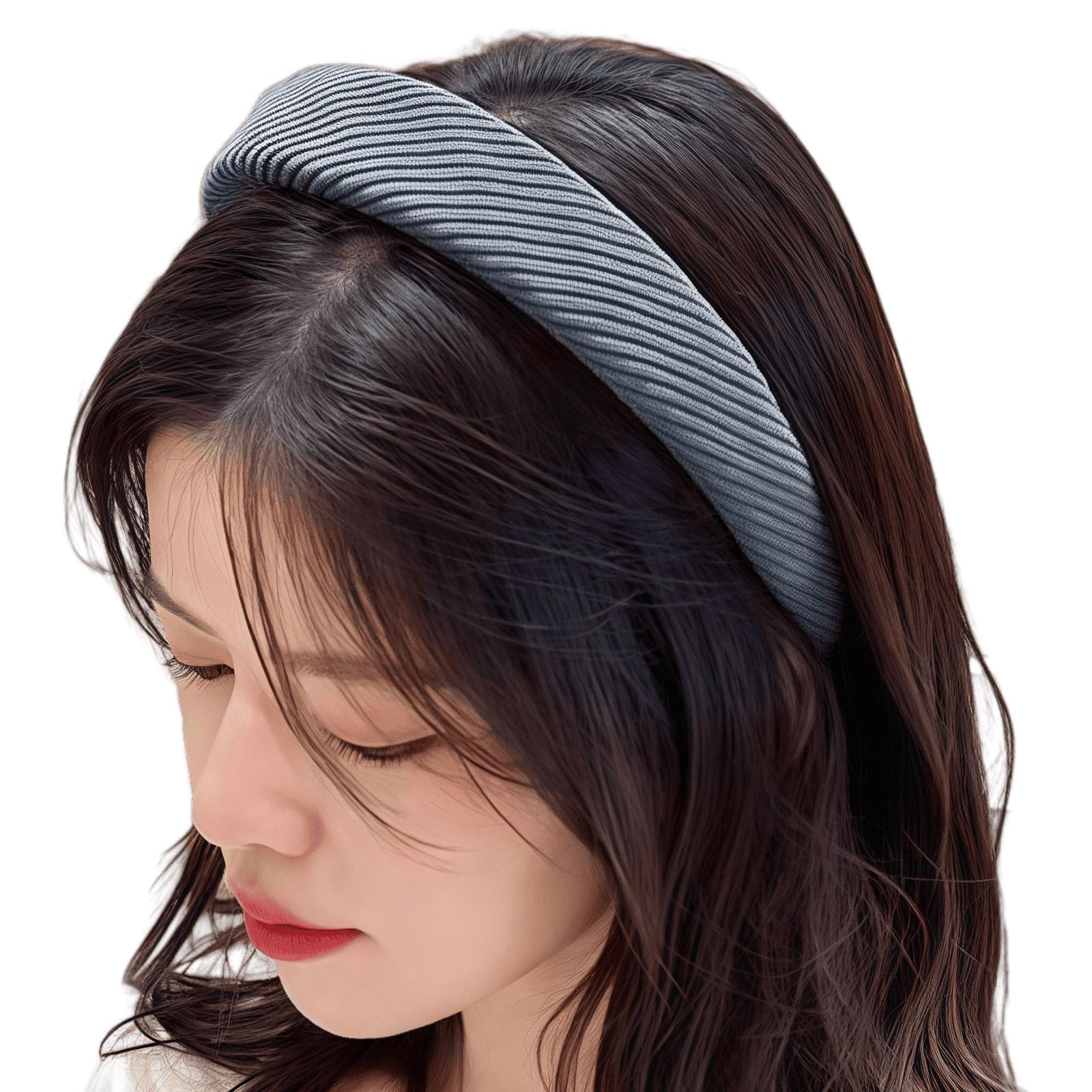 scicent Boho Wide Headbands for Women Vintage Elastic Fabric Head Wrap Stretchy Head Wear Hair Accessories Grey 205 — image 1