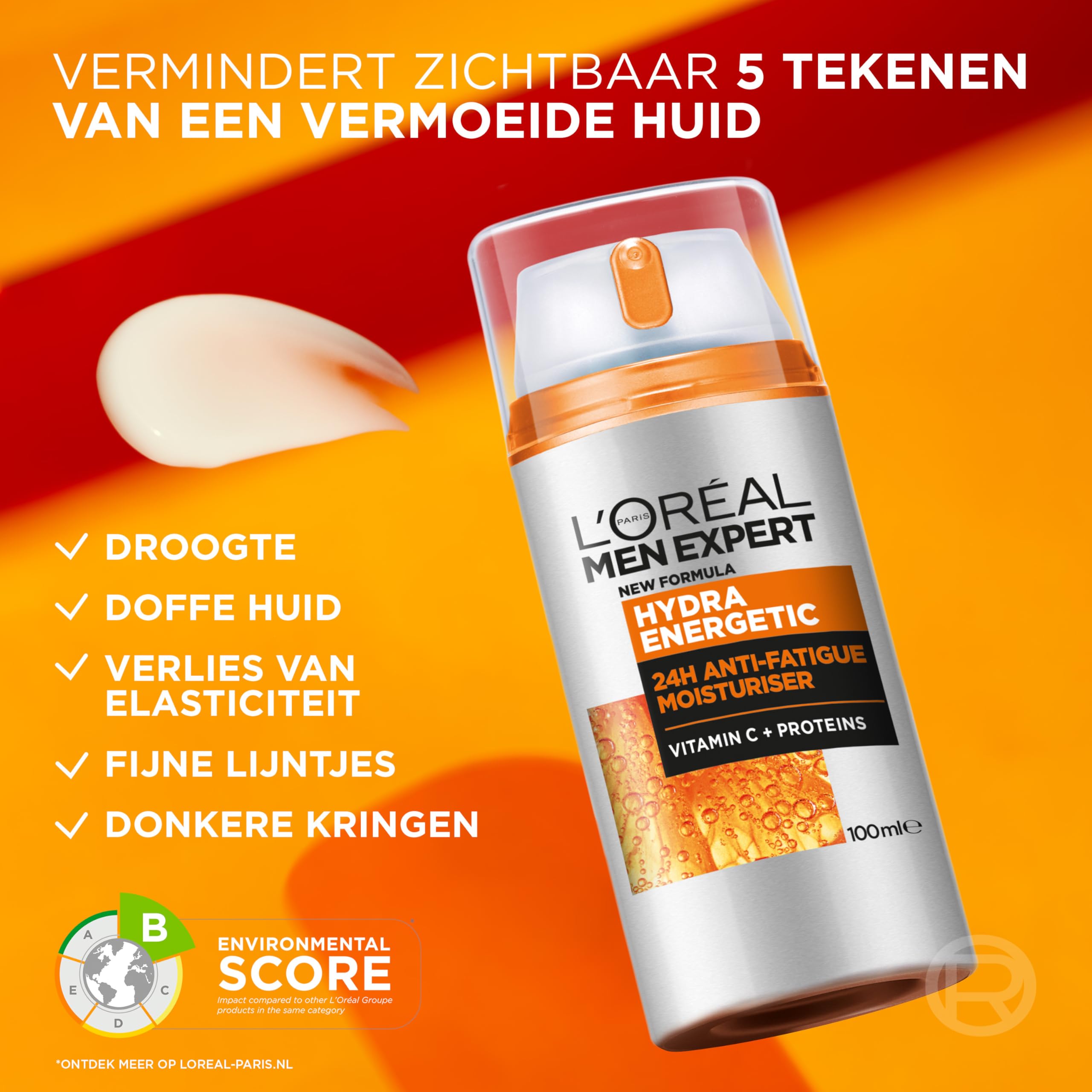 L'Oréal Men Expert XXL Gesichtspflege gegen müde Haut für Männer, Belebende Feuchtigkeitscreme 24H Anti-Müdigkeit, Gesichtscreme für Herren mit Vitamin C und Proteinen, Hydra Energy, Exklusive,1x100ml 6