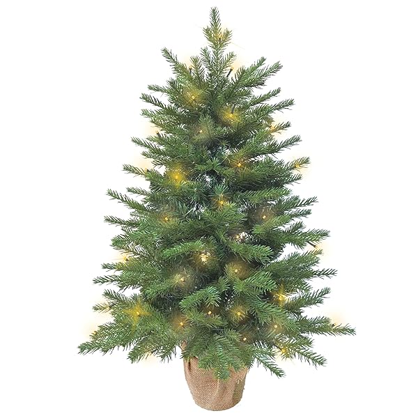 3FT PRE-LIT MINI FIR CHRISTMAS TREE,ARTIFICIAL PINE XMAS...