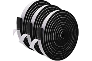 Jucoan 3 Rolls Weather Strips, Self Adhesive Rubber Foam Seal Tape, Total 49 Ft Long, 1 Inch Wide x 1/2 Inch Thick, High Dens