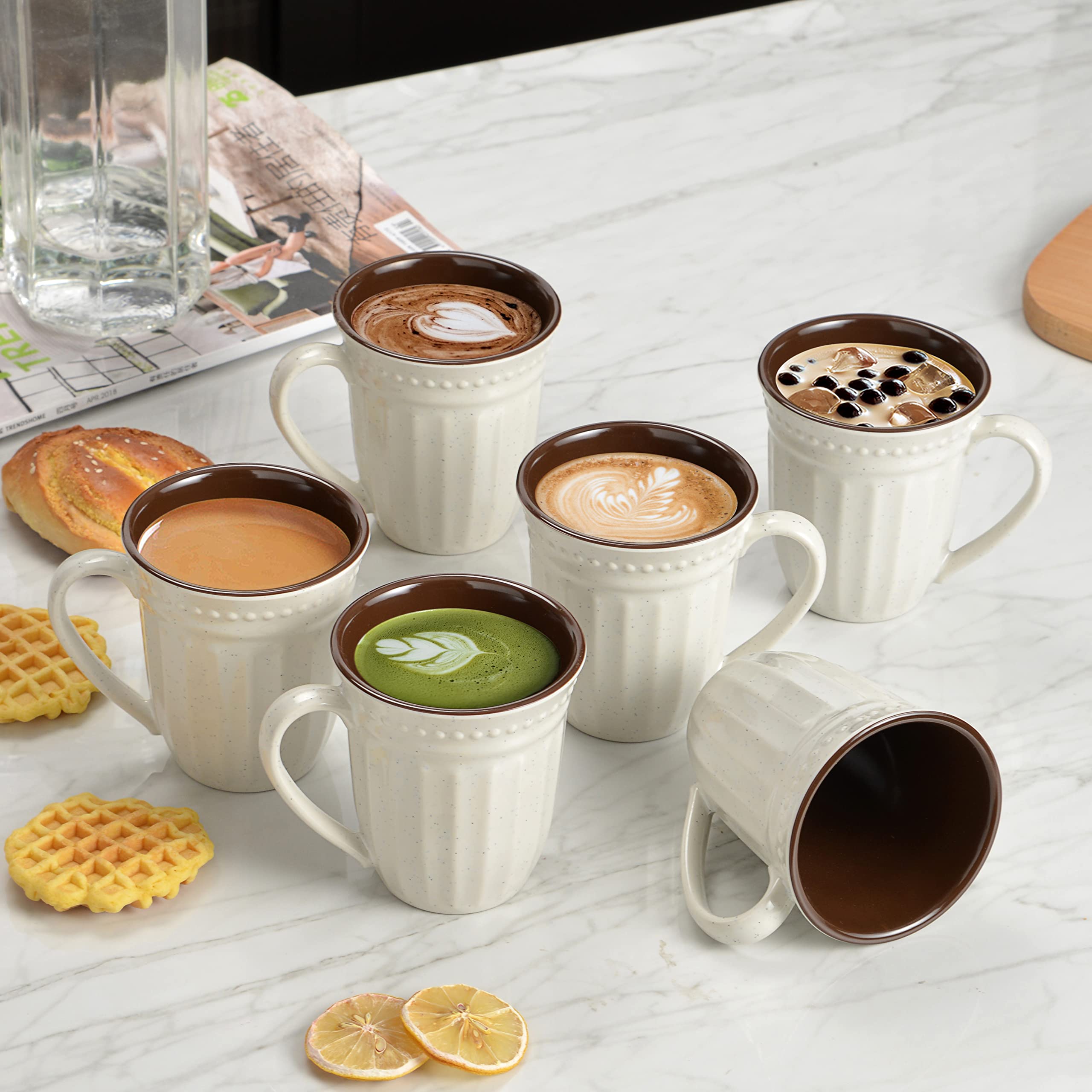 Photo 1 of gufaith Melamine Coffee Cups of 6, 12oz Camping Mug with Handle, Lightweight and Unbreakable Cups kind to kids, Reusable Mugs Set for Tea, Dishwasher Safe, Ideal for Party RV Gift(Off White)