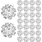30Pcs 12mm Rhinestone Buttons Flatback Crystal Flower Buttons Glitter Decorative Buttons Silver Brooch Embellishments for Crafts Clothes Wedding Bouquet Socks Charms Bags Shoes DIY Jewelry Making