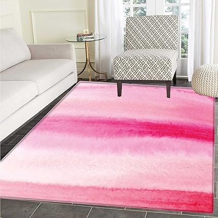 Amazon Com Peach Area Mat Carpet Hand Drawn Watercolor