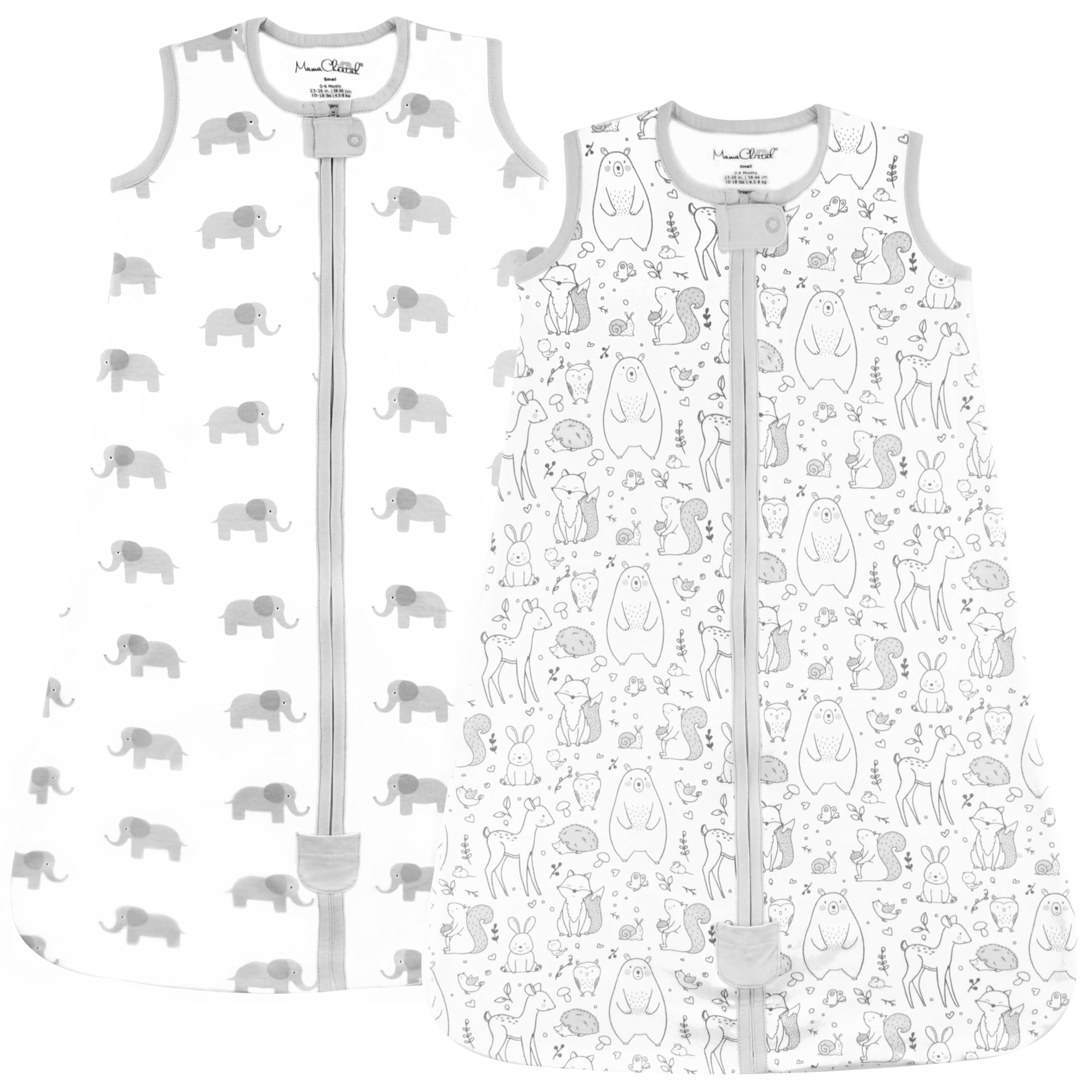 Mama Cheetah Baby Sleep Sack 0.5 TOG, Organic Cotton Baby Wearable Blanket with Two-Way Zipper, Swaddle Transition Baby Sleeping Bag for Newborn Infant Toddler Boy Girl, 0-3 Months, 2-Pack