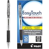 PILOT EasyTouch Ballpoint Pens, Fine Point 0.7mm, Black Ink, 12-Pack | Taking notes made easy, black pens for school or office, retractable, refillable, ball point pens fine point