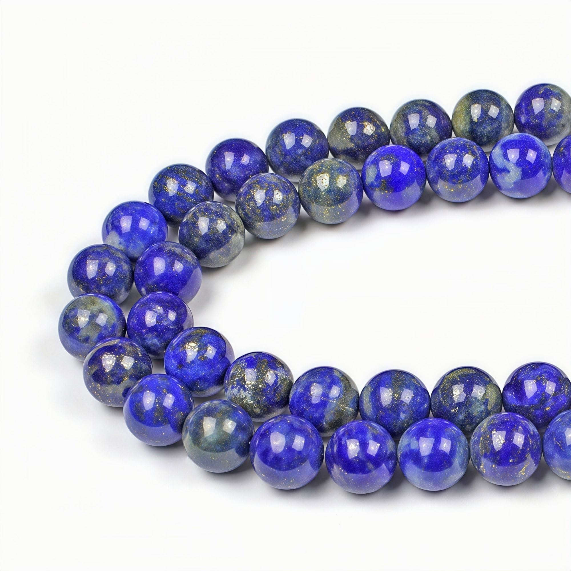 MJDCB Natural Round Stone Beads Royal Blue 6mm Lapis Lazuli Loose Gemstone Beads for Jewelry Making Bracelet Necklace 60pcs