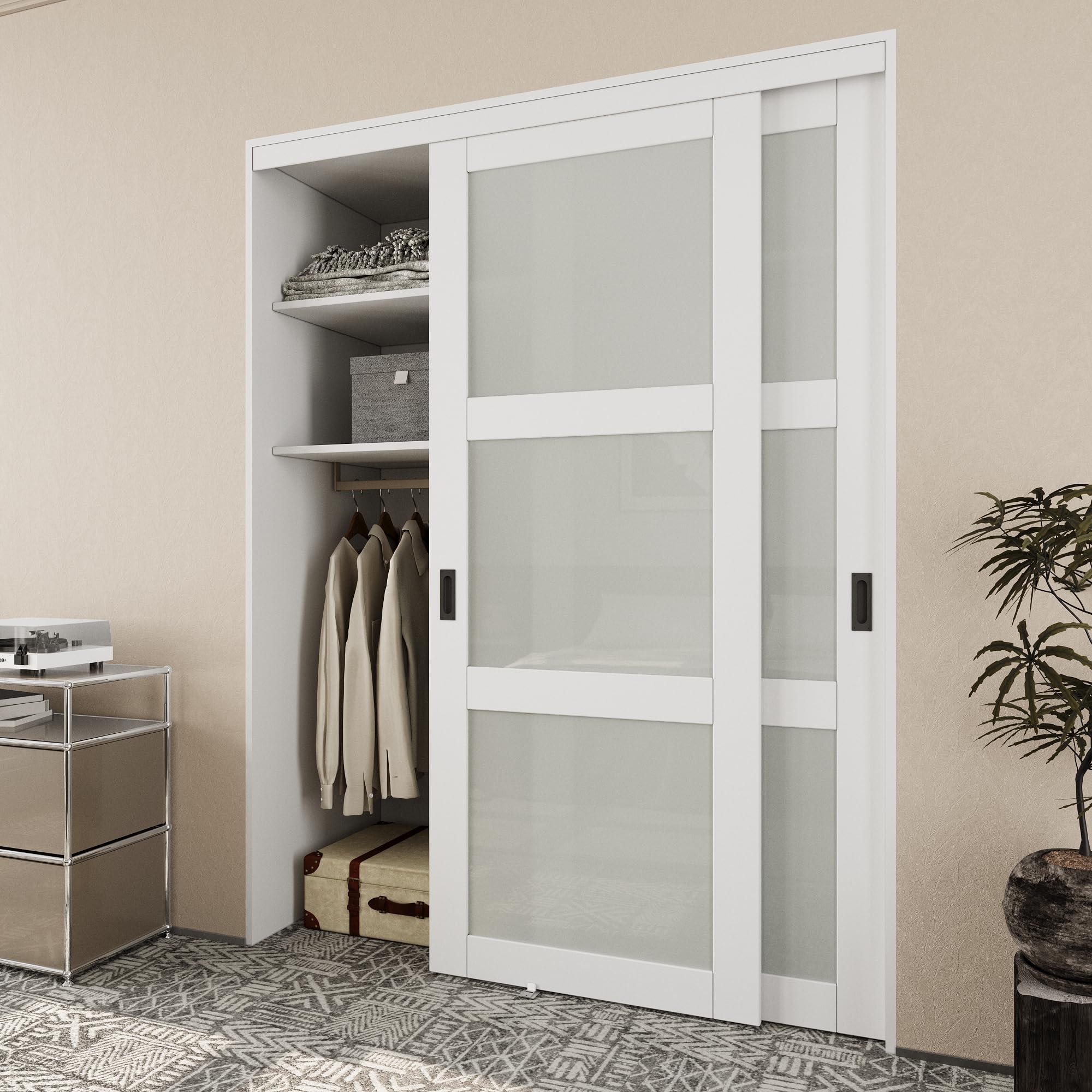 Paintable Sliding Closet Door 60" x 80", 3 Lite