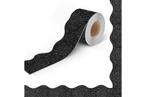 FLATRI Black Bulletin Board Border, 32 Feet Scalloped Trim Bulletin Board Borders for Classroom Teacher Office Decor – Glittering Rolled Bulletin Board Decorations for Walls Doors Chalkboards, 1 Roll