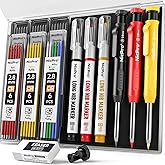 Nicpro 3 Pack CP1000 Carpenter Pencils with Sharpener, Mechanical Carpenter Pencil with 39 Refills, Deep Hole Long Nib Marker
