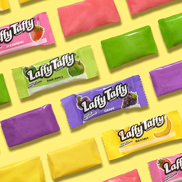 LAFFY TAFFY ASSORTED, MINI BARS, STAND UP BAG, CHEWY CANDY IN A VARIETY OF FRUITY FLAVORS, 10 OZ