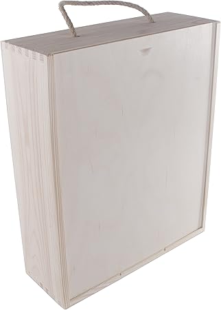 Caja Madera para 3 botellas de vino con tapa deslizante y asa: Amazon.es: Hogar