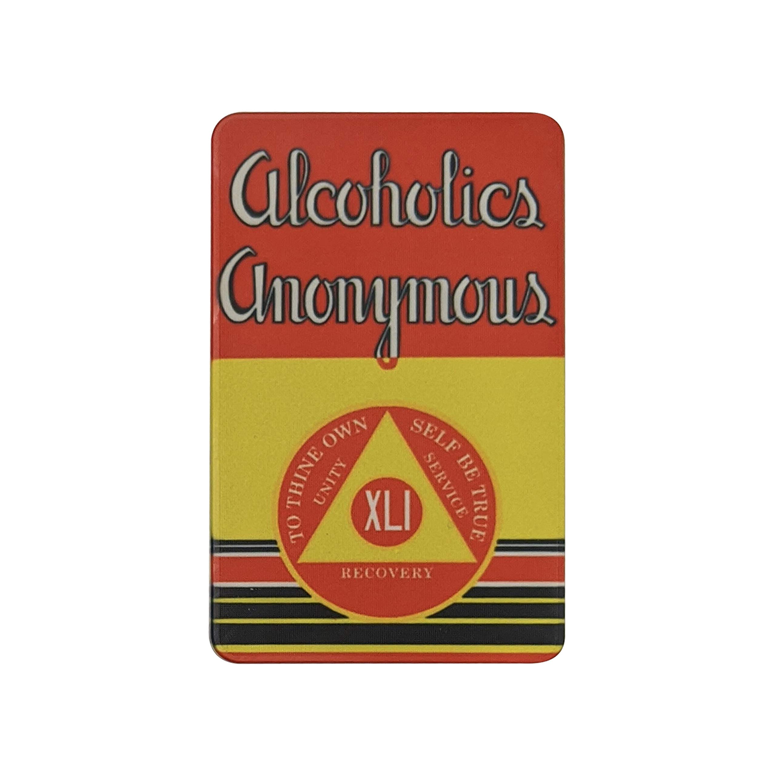 MYRECOVERYSTORE First Edition” Big Book Alcoholics Anonymous Rectangular AA Sobriety Chip with How It Works (Years 1-50 Offered) Wallet Card Style Recovery Chip (Year 41)