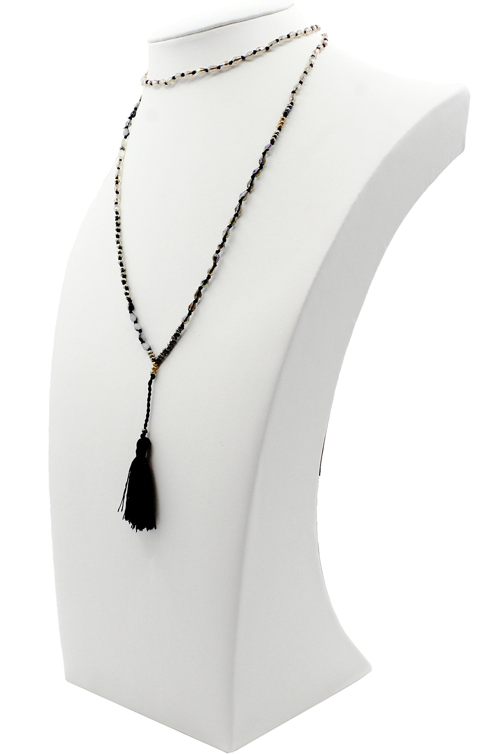 STAR BY QUEEN New Fashion Handmade Long Crystal Bead Chain Necklace with Tassel Pendant Sweater Neckalce