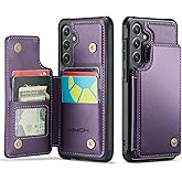 Vinich for Samsung Galaxy S24 FE Wallet Case with Card Holder, RFID Blocking Credit Slots Kickstand Shockproof Phone Cover Fit for Galaxy S24 FE 6.7" Purple