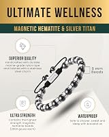 MagnetRX Magnetic Hematite Bracelet MAX Strength 8mm Beads Silver Titan view 4