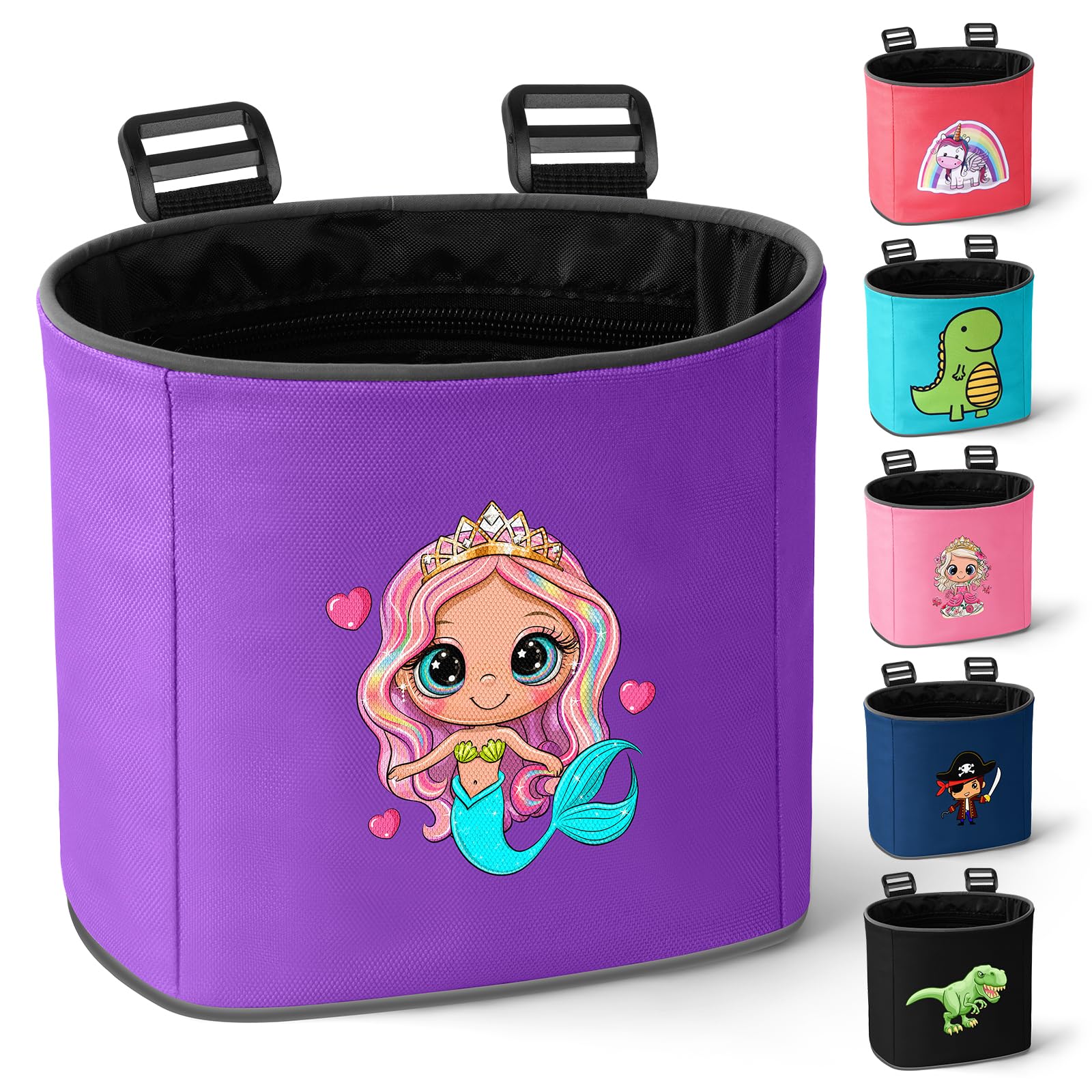 Adiwo Bike Basket Kids, Girls Bike Basket Waterproof Bicycle Front Basket, Detachable Bike Handlebar Basket, 210D Oxford Cloth Basket Carrier Bag with Cartoon Pattern, Bike Accessories For Girls Boy