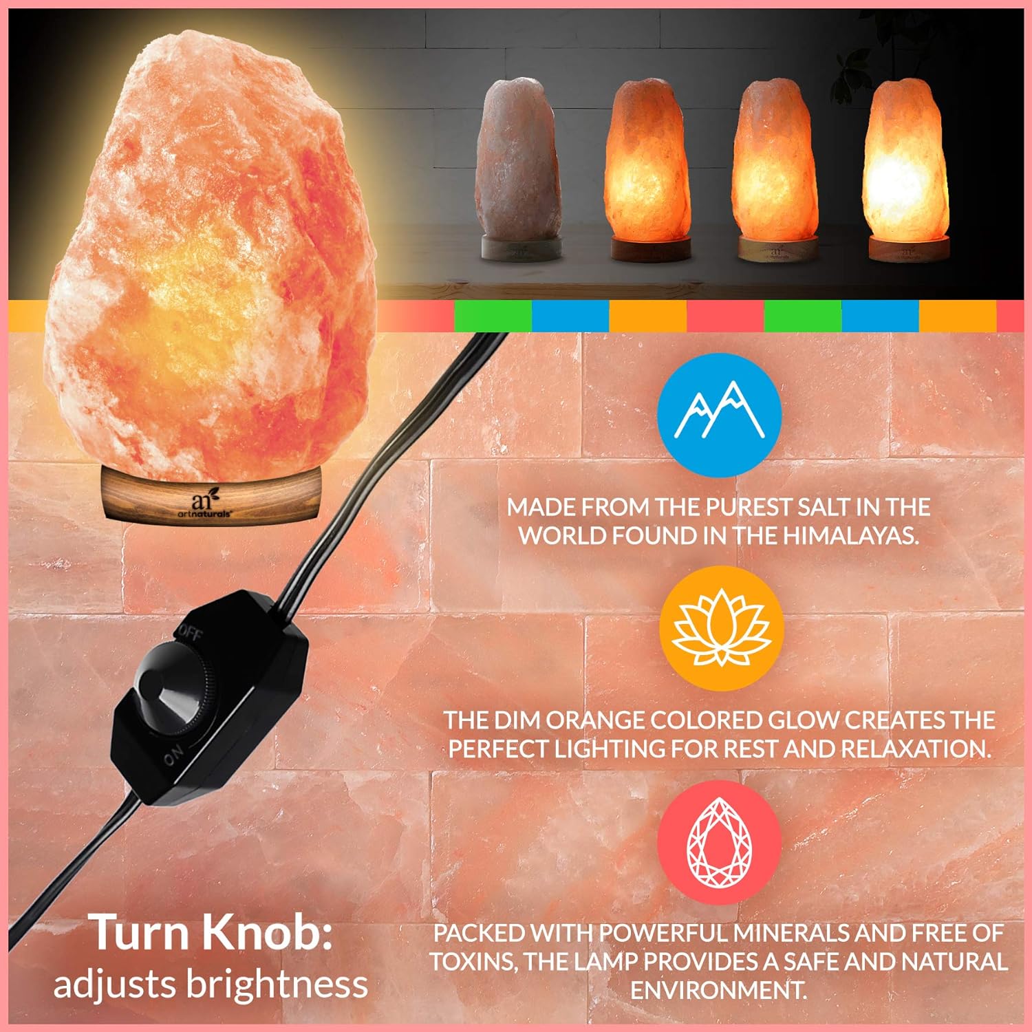 Artnaturals Himalayan Salt Lamp, Himalayan Pink Salt - Image 4