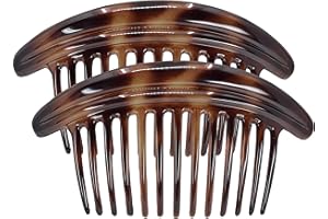 Camila Paris MP979/2 French Hair Side Combs Tortoise Shell Interlocking Combs French Twist Hair Combs, Strong Hold Hair Clips for Women Bun Chignon, Up-Do Styling Girls Hair Accessories Made in France