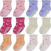 Aroveea Baby Toddle Socks Grip Non Slip Kids Boys Girls Cotton 12 Pack Ankle Cute Newborn Socks