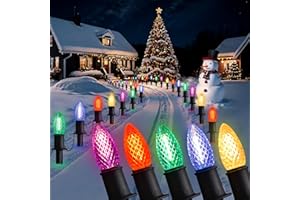 GAGALIFE 29Ft C9 Christmas Pathway Lights Outdoor - 25 LED Lights with 25 Marker Stakes for Walkway, Waterproof Plug in C9 Christmas Light Outdoor for Driveway, Yard, Lawn Decorations, Multicolor