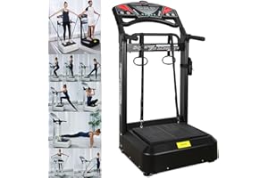 DQGM Vibrating Plate Exercise Machine, Whole Body Vibration Fitness Platform, Aerobic Training Fitness Vibration Equipment with Vibrating Pull Bands for Home Gym Workout