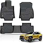 KUST Floor Mats for 2019-2025 Toyota RAV4 Accessories, All Weather Front Rear 2 Rows Car Mats for Rav 4 Floor Liners TPE Rubber Anti-Slip Raised Edge