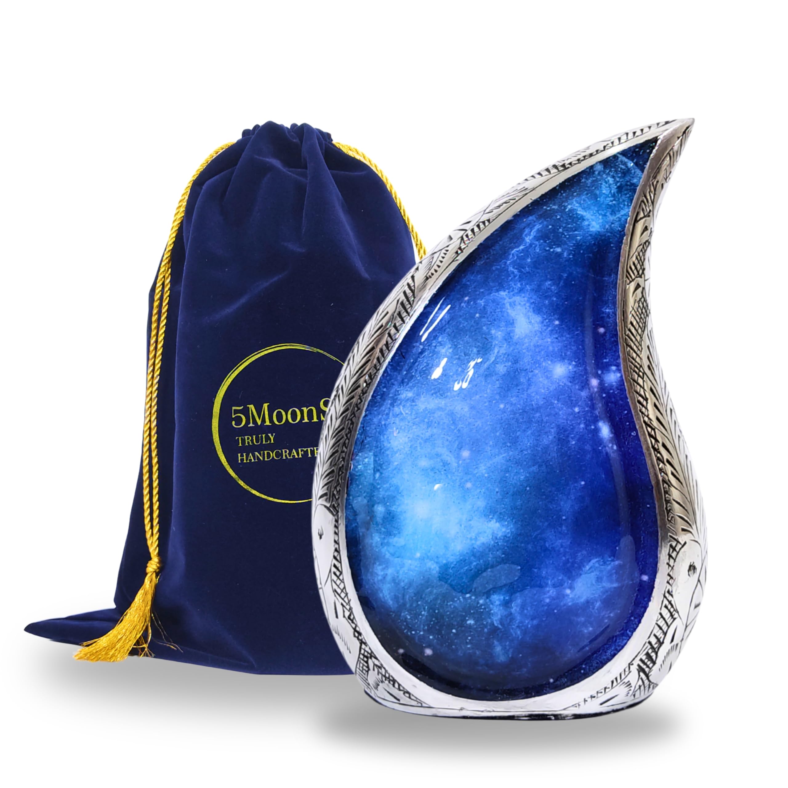 Photo 1 of NORSE'S TRADECRAFT Teardrop Urn for Ashes Adult Male & Female | Memorial Gifts with Velvet Bag l Large Cremation Urns with Double Sided Galaxy Design | Handcrafted Memorial Box for Funeral - 200 cu in