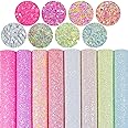 Greatdiy Sparkly Glaze Candy Color Chunky Glitter Fabric Sheets 8 x 12 inch Shiny Multiple Solid Color Summer Faux Leather for Bows (Glaze Candy Color)
