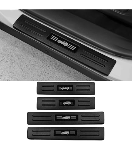 thumbnail image 2 of OMAC Stainless Steel Door Sill Scuff Plates – For Toyota Highlander – 4-Piece Set, Satin Chrome 2 of 4