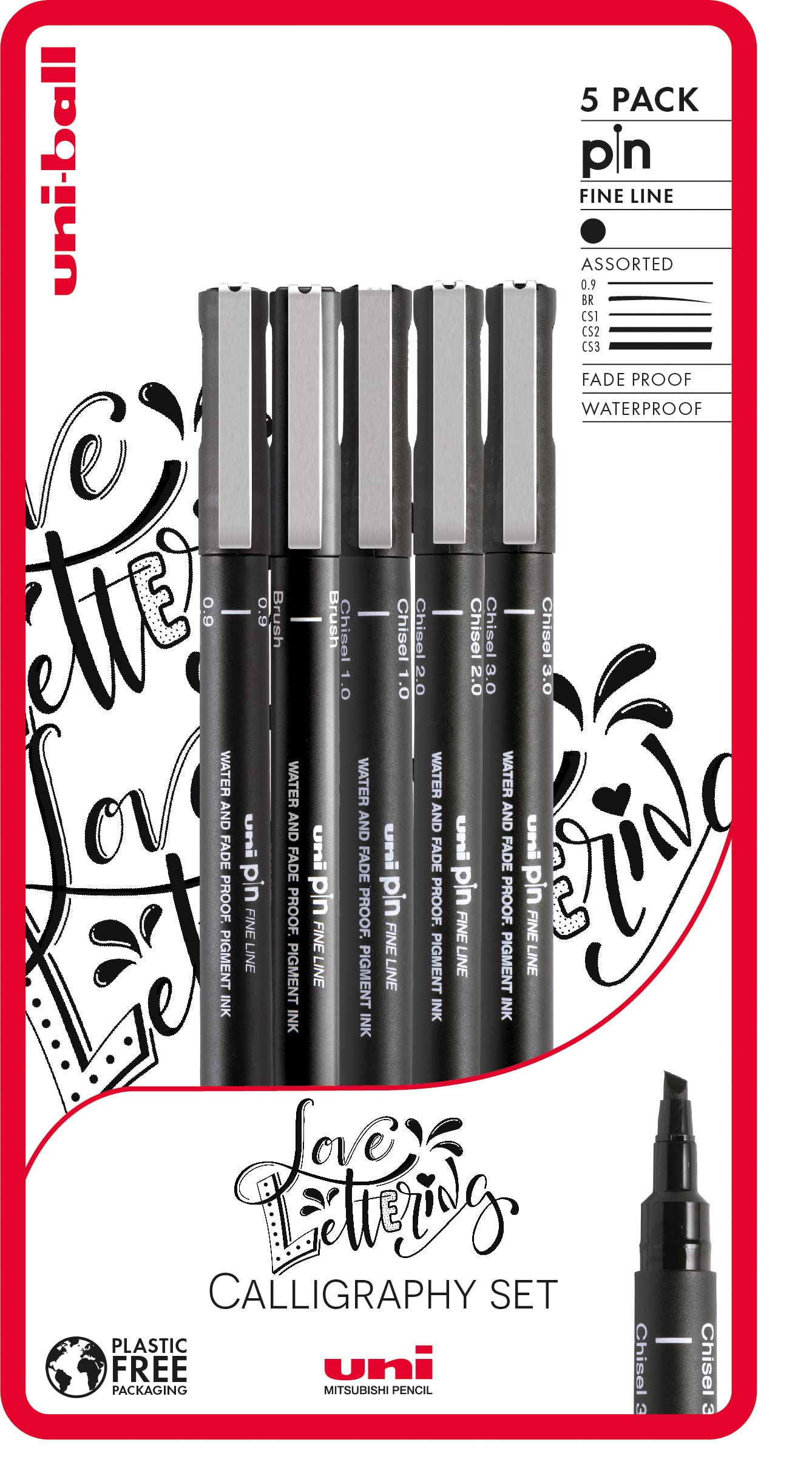 Uni-ball PIN Fineliners, Black Fine Tipped Writing Pens, Water and Fade-Resistant Ink, Ideal for Architects, Sketching, Scrapbooking, Outlining, Art, Technical Drawing, Archival Quality, Pack of 5