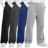 YooAurvox 4 Pack Boy's Straight Leg Sweatpants Elastic Waist Pants Open Bottom Joggers with Pockets and Drawstring 6-16 Years
