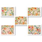 Watercolor Hummingbird Greeting Cards, 5x7 Blank Note Cards with Envelopes, Set of 10, Floral All Occasion Cards