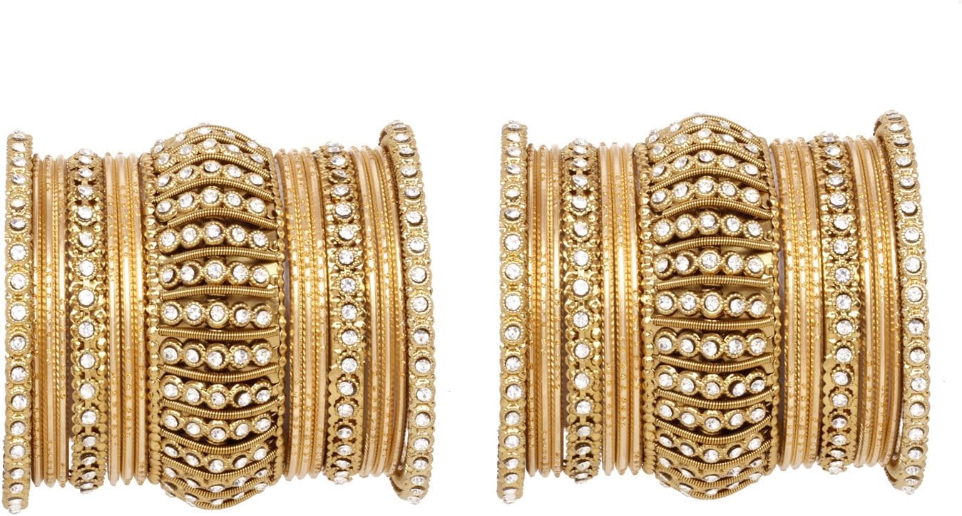 SANARAIndian Bollywood Antique Gold plated Women Traditional Bridal wedding wear bangles set jewelry