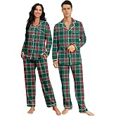 RAISEVERN Couple Christmas Matching Pajamas Long Sleeve Pjs Set Sleepwear | Notch collar button down shirt, Drawstring pant with pockets, His and hers loungewear, Xmas, Halloween, Thanksgiving, Party