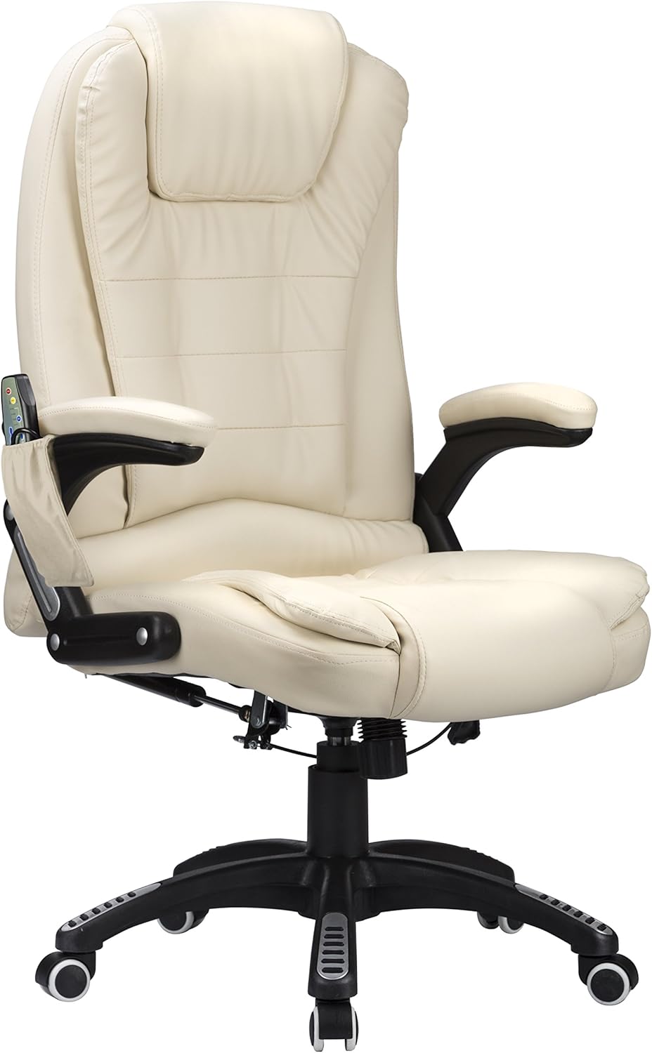 RayGar Cream Luxury Faux Leather 6 Point Massage & Reclining Recliner